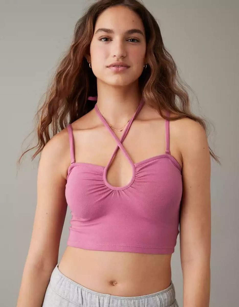 Debardeur American Eagle AE Keyhole Wrap Halter Multicolore Femme | UVR-80353352